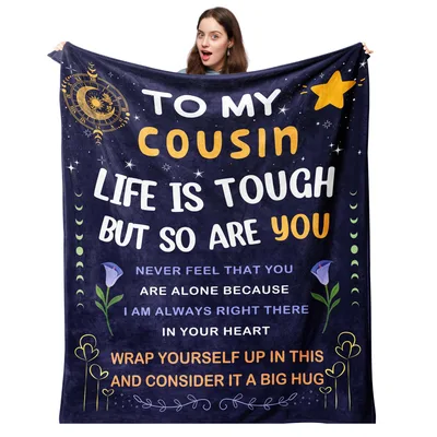 Cousin Encouragement Message Blanket: Life Is Tough But So Are You