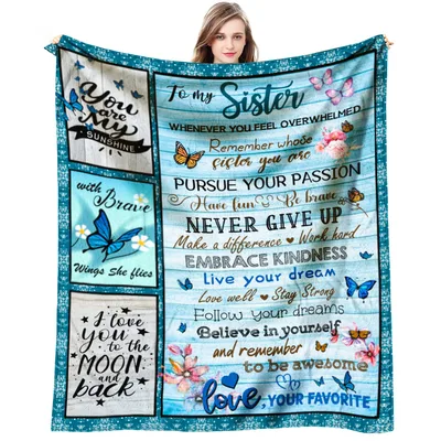 Sister Encouragement Butterflies Blanket