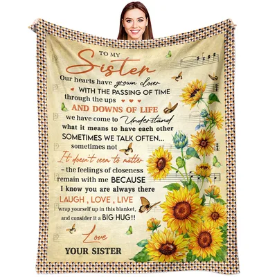 Sister Letter Sunflowers Blanket: A Big Hug from Your Sister