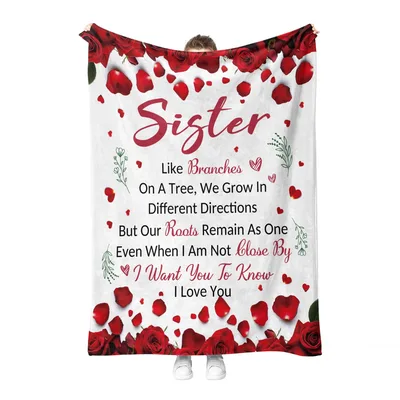 Sister Rose Floral Poem Blanket - A Sentimental Gift for Sisters