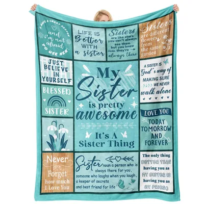 Teal Sister Quotes Collage Blanket: My Sister is Pretty Awesome Design