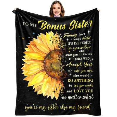 Bonus Sister Sunflower Blanket featuring a large yellow flower