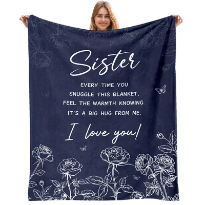 Sister Hug from Me Rose Letter Blanket