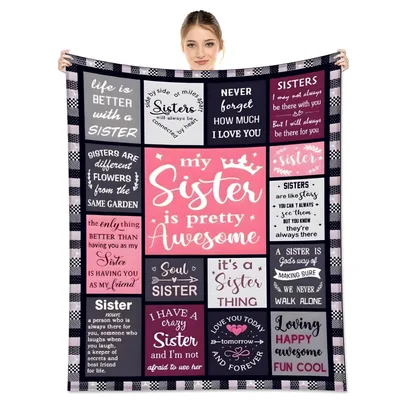 My Sister Is Pretty Awesome Collage Blanket featuring quotes