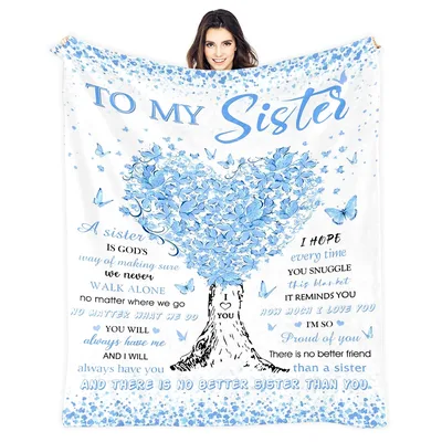 Sister Butterfly Heart Tree Blanket: A Blue Tree Design for Sisters