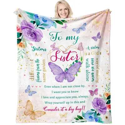 Sister Butterfly Flowers Blanket: To My Sister Floral Gift