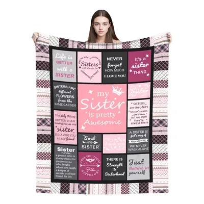 Sister Quotes Patchwork Blanket featuring heartfelt messages