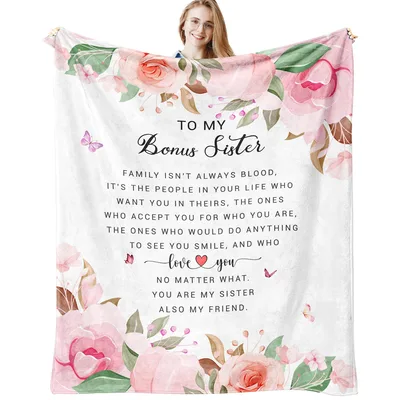 Bonus Sister Floral Sentimental Blanket featuring pink roses