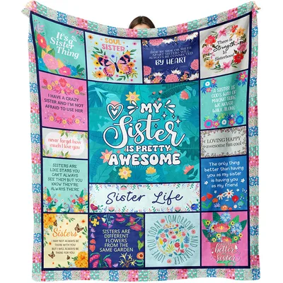 Sister Love Floral Patchwork Blanket featuring floral squares