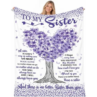 To My Sister Purple Heart Tree Blanket - A Sentimental Gift for Her