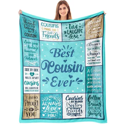 Cousin Sentiment Quotes Blanket: Best Cousin Ever Design