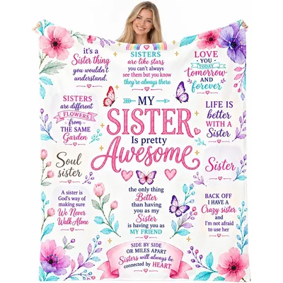 Sisters Are Stars Watercolor Blanket featuring floral quotes