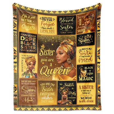 Black Sister Queen Portrait Blanket Celebrating Sisterhood