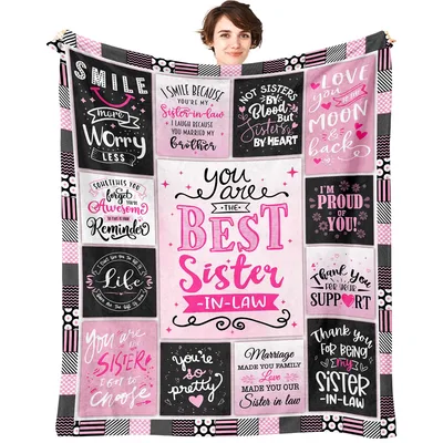 Best Sister in Law Sentiments Blanket: A Pink