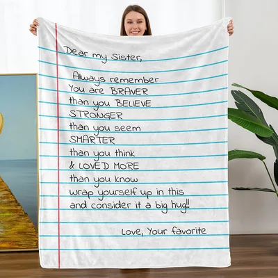 Dear Sister Letter Courage Blanket features a handwritten