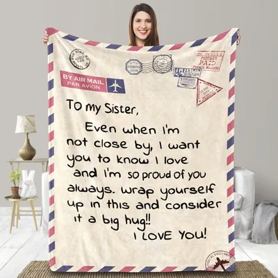 To My Sister Air Blanket: A Vintage Airmail Letter Design