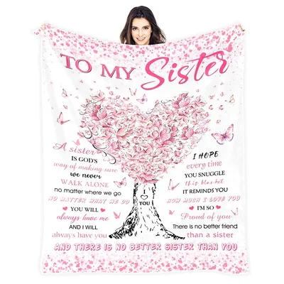 To My Sister Pink Blanket: A Heart-Shaped Tree Design for Sisters
