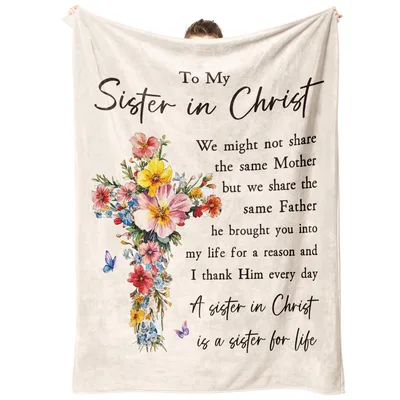 To My Sister Blanket: Floral Cross Design for Faithful Friends