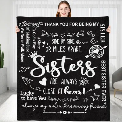 Sisters Are Always Close Blanket featuring heartfelt typography
