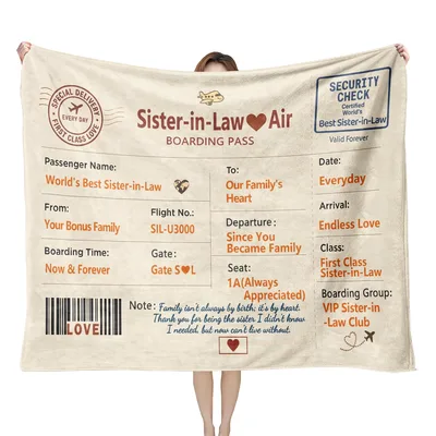 Sister-in-Law Boarding Pass Blanket: A Travel-Themed Gift for Family