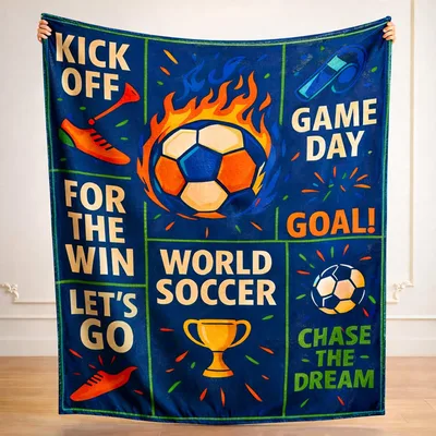 Soccer Fan Blanket featuring Kick Off and Game Day text