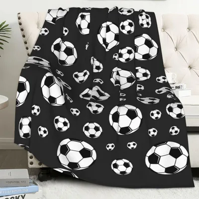 Soccer Balls Pattern Blanket: Classic Black