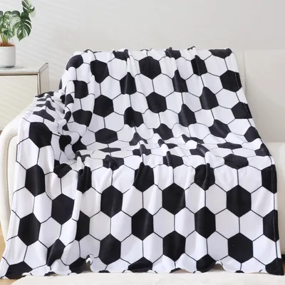 Black and White Soccer Blanket: Classic Hexagon Pattern for Fans
