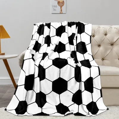 Soccer Ball Pattern Blanket featuring a classic black