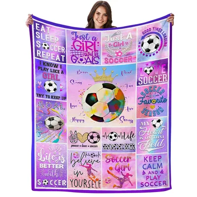 Girls Soccer Fan Blanket: Eat Sleep Soccer Repeat Design for Girls