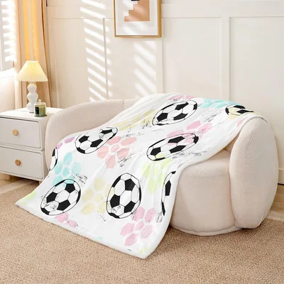 Soccer Balls with Pastel Blanket: Soft Soccer Ball Pattern Design