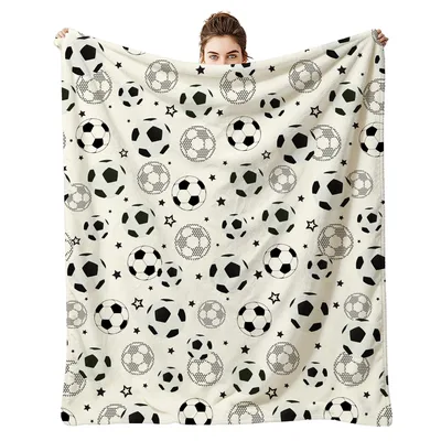 Soccer Balls and Stars Blanket: Classic Pattern with Geometric Details