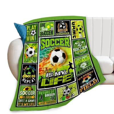 Soccer Ball Sports Fan Blanket: Soccer Is My Life Collage Design