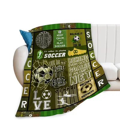 Soccer Quotes Sports Blanket: A Collage of Goalie and Victory Phrases
