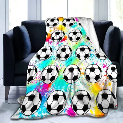 Soccer Balls Rainbow Splash Blanket