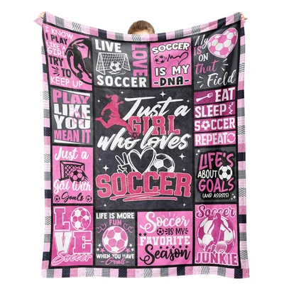 Soccer Girl Collage Blanket: A Pink and Black Soccer Lover Design