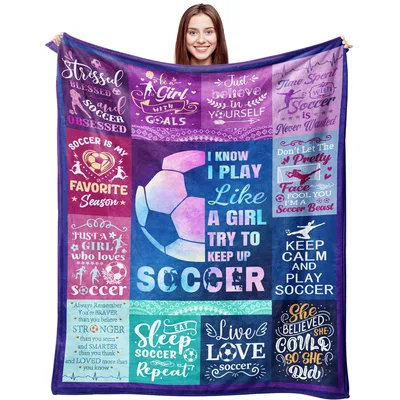 Soccer Girl Inspirational Quotes Blanket for Players Who Love the Game