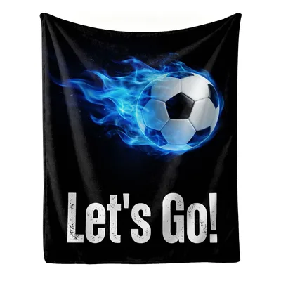Soccer Ball Flames Blanket: Let's Go! Design