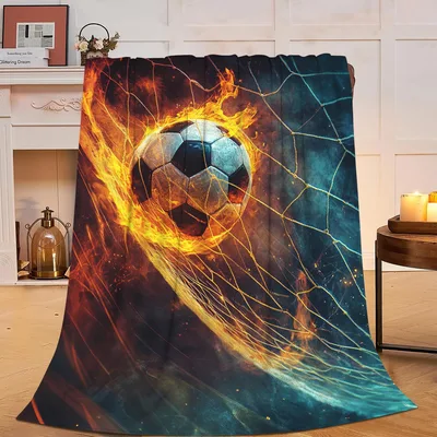 Soccer Ball Fire Blanket: Flaming Soccer Ball Art Design