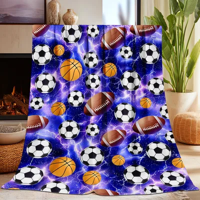 Soccer Football Basketball Sports Blanket: Cosmic Ball Pattern