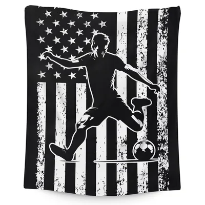 Soccer Player Flag Blanket: American Silhouette Design for Fans