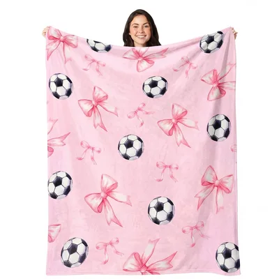 Pink Bows Soccer Blanket: A Playful Design for Athletes Who Love Pink
