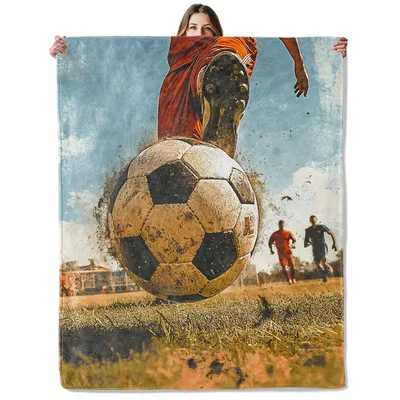 Soccer Ball Kick Blanket: Dynamic Soccer Player Art for Fans
