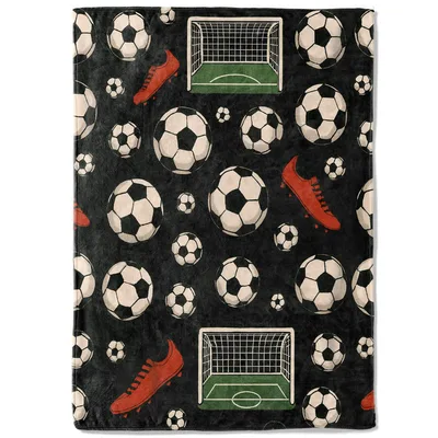 Soccer Pattern Blanket: Retro Cleats, Balls, and Goal Net Design