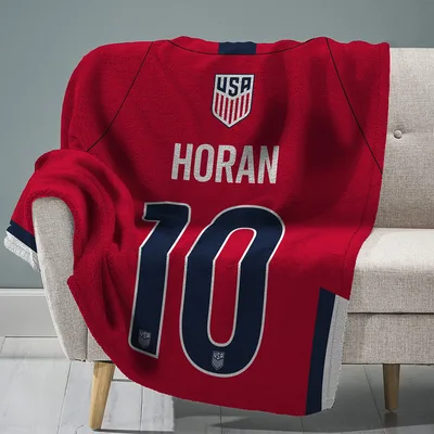 Red Soccer Jersey Number Blanket: USA Horan 10 Design