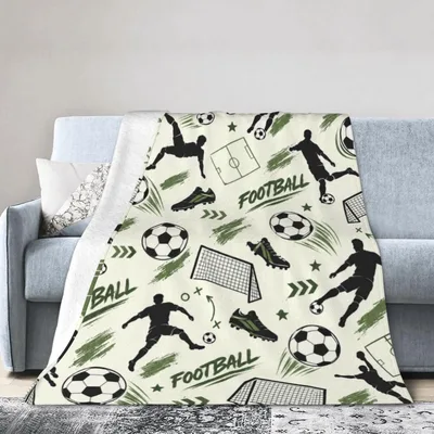 Soccer Players Football Pattern Blanket for Field Lovers