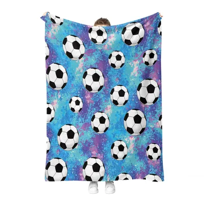 Soccer Balls Galaxy Pattern Blanket: Cosmic Soccer Design for Fans
