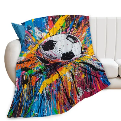 Graffiti Soccer Ball Splash Blanket featuring a vibrant