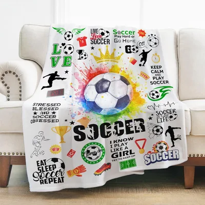 Soccer Lover Doodle Pattern Blanket for Girls Who Play Hard