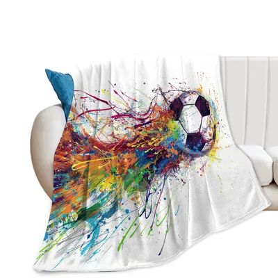 Soccer Ball Paint Splash Blanket: Colorful Artistic Design for Fans