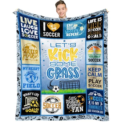 Let's Kick Some Grass Blanket: Soccer Collage Design for Players